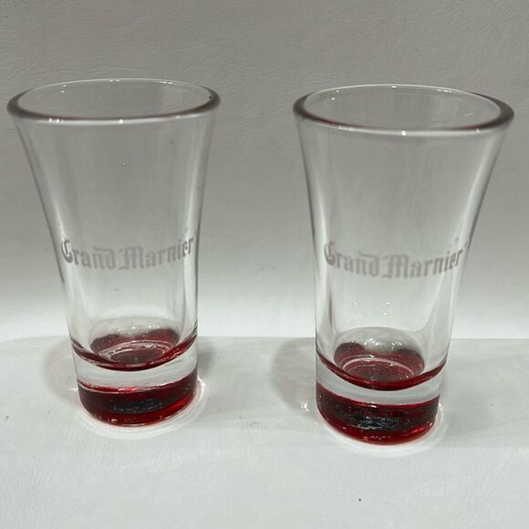 Grand Marnier Shot Glasses Orange Flavored Liquer 2 Oz Each 3 1/2 In Tall Set 2 - Picture 1 of 4